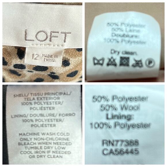 LOFT Women's Blazer Classic Wool Blend Leopard Print Open Front Soft Size 12 - Picture 11 of 12